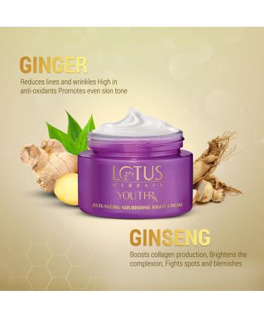 Lotus Herbals Youth Gineplex Anti-Ageing Night Cream 50 gm - Nourishing Formula for Youthful Skin | Shop Internationally - Buy Online on GoSupps.com