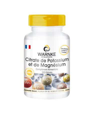 Potassium Citrate Magnesium 100 Capsules, Highly Dosed, Vegan, Organic Minerals, Highly Bioavailable
