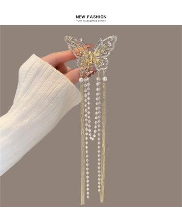 Sparkly Rhinestone Butterfly Hair Claw Clips - 2Pcs | French Style Vintage Hair Accessory - Buy Online on GoSupps.com