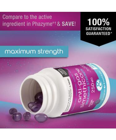 BARE & BETTER Gas Relief SoftGels 250mg - 100 Count Value Size - Maximum Strength Simethicone for Fast Relief - Buy Online on GoSupps.com