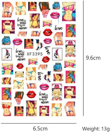 Decoration Red Lips Luxury Valentines Love Heart 3D Nail Stickers Decals(XF3389) - Buy Online on GoSupps.com