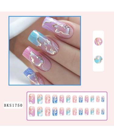 Qyrugcxs Colourful French Gradient Nails Gradual Change Rhinestones Nails Wearable Press on Nails Full Cover Nail Tips - Buy Online on GoSupps.com