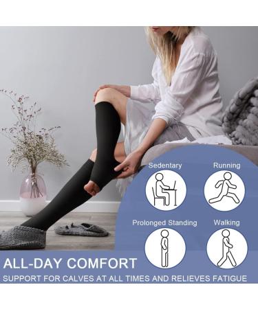 Beister Medical Open Toe Compression Socks - 20-30 mmHg Graduated Support for Varicose Veins, Edema - Unisex Knee High Calf Hosiery - Black XXL - Buy Online on GoSupps.com