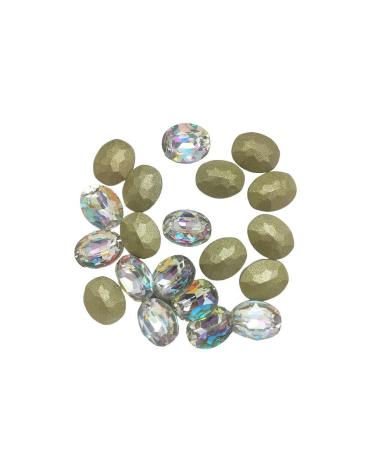 dijiusidy Nail Rhinestones Manicure Decorations Multiple-Shape Multi-color Glass DIY Decor Stickers Eye-catching Beauty Tools 8 * 10mmOval 8*10mmoval
