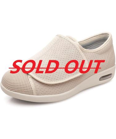 DENACARE Women's Wide Width Adjustable Closure Shoes for Diabetic Edema Plantar Fasciitis Bunions Arthritis Swollen Feet - Beige - Buy Online on GoSupps.com