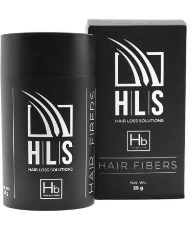 HLS Hair Fibres Black | Powder for Thinning 25g Hair fiber Bottle | Instantly Boosts Thickness with Concealer for Women & Men