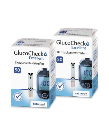 Glucocheck excellent - 100 blood sugar test strips to control the blood sugar value - applicable with the glucocol excellent blood sugar measuring device