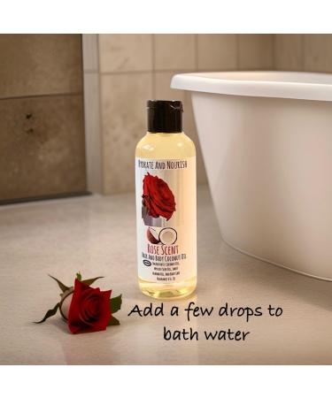 Rose Coconut Oil - Multi-Use Body Oil for Hair Skin & Nails | Fragrance Body Massage Oil | Travel Size 3.4 Fl oz - Buy Online on GoSupps.com