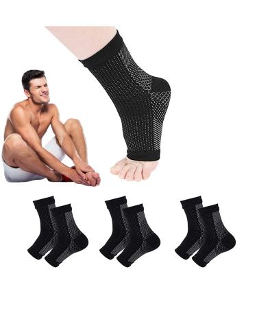 3Pairs HushSocks HushSocks Compression Socks Neuropathy Socks Soothe Socks for Neuropathy Pain Anti Fatigue Compression Foot Sleeve Support Brace Sock (Black L/XL) Black L/XL