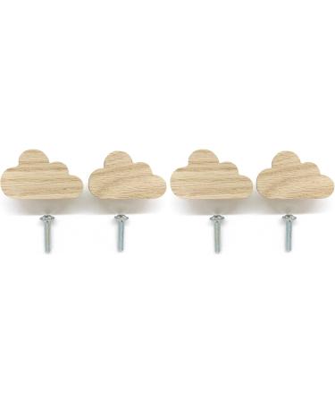 Cloud Motif Furniture Handles for Children's Room - Set of 4 Untreated Oak Wood Drawer Knobs - Perfect Gift Idea - Buy Online on GoSupps.com