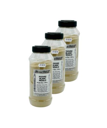 Bontout Pack of 3 Ground White Pepper - 550g Jar