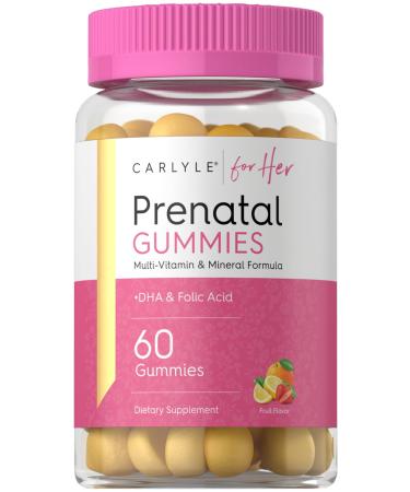 Carlyle Prenatal Gummy with DHA & Folic Acid | 60 Gummies | Multivitamin and Mineral Supplement for Women | Fruit Flavor | Non-GMO Gluten Free | for Her