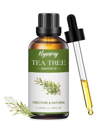 100ml Tea Tree Essential Oils Therapeutic Grade Undiluted 100% Pure Natural Tea Tree Oil Essential Oil for Diffuser Skin Care Hair Growth Toenail Home Cleaning Candle Making - with Dropper