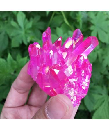 Home Decoration Natural Crystal Red Angel Aura Quartz Cluster specimens Cured Titanium Coating Quartz Cluster Stones kaixun (Size : 110-120g)