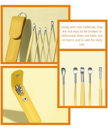 Stainless Steel Ear Wax Removal Kit - 6pcs Portable Ear Pick Cleaning Tools with Storage Bag for Home and Travel | Metal Ear Cleaner - Buy Online on GoSupps.com