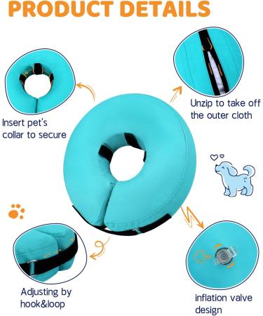 Supet Rewrise Dog Inflatable Collar - Leak Protection for Post-Op Comfort | Soft & Stylish Design (XXL: 45.6-58.4 cm Green) - Shop Internationally! - Buy Online on GoSupps.com
