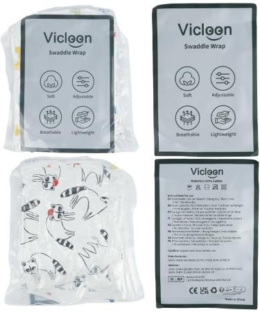 Vicloon Baby Swaddle Wraps 2 pcs - 100% Organic Cotton - Black | For Newborn Boy and Girl 0-3 Months - Buy Online on GoSupps.com