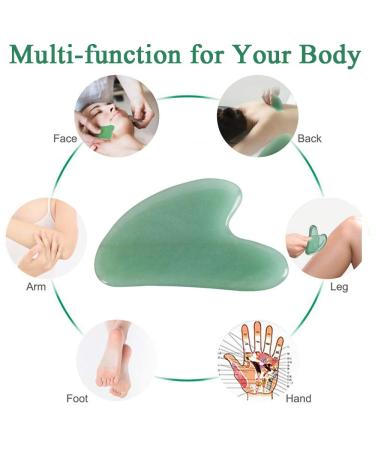 Jade Gua Sha Massage Tool | Green Aventurine Face Scraping Board for Anti-Aging & Skin Tightening | Natural Facial Skincare & Puffiness Treatment - Buy Online on GoSupps.com