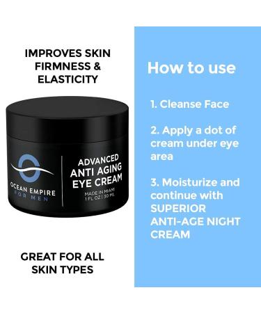 Men's Anti-Aging Eye Cream | Made in USA | Dark Circles, Wrinkles & Puffiness Treatment | Natural Ingredients | 1oz - Buy Online on GoSupps.com