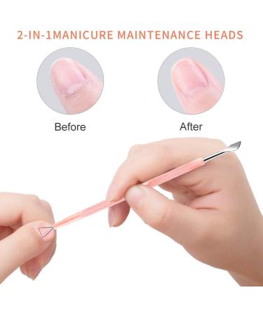 HaimiLiya Dual-End Cuticle Pusher & Gel Nail Remover Tool - 410 Stainless Steel, Pink - Nail Cleaner & Polish Remover Tool - Buy Online on GoSupps.com