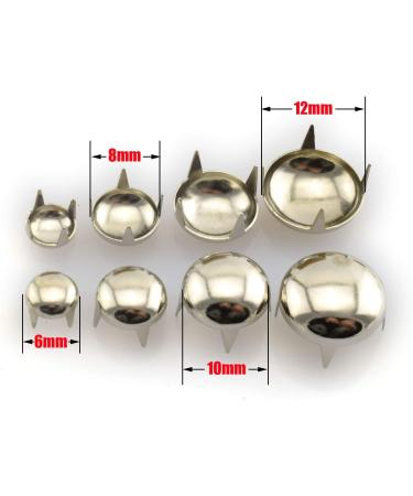120pcs Silver DIY Nailhead Round Dome Studs Assorted Kit for Leathercraft Rivet Metal Punk Spikes - 6/8/10/12mm - Buy Online on GoSupps.com