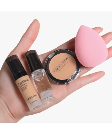 Waterproof Full Coverage Concealer and Primer Sponge Set - Smooth Matte Liquid Foundation Makeup Kit for Flawless Face and Eye Coverage - Warm Natural Shade (0.2Fl) - Buy Online on GoSupps.com