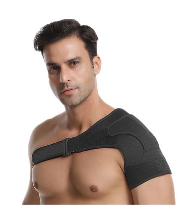 Shoulder Brace for Men Both Left and Right Arm | Pain Relief Torn Rotator Cuff Compression Support Sleeve Dislocation Stability Immobilizer Stabilizer Bursitis Injury Black