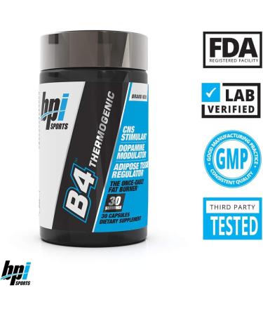 BPI Sports B4 Extra-Strength Fat Burner - Keto-Friendly Appetite Suppressant with Caffeine, Niacin, Quercetin, Yohimbine - 30 Servings (710mg) - Buy Online on GoSupps.com