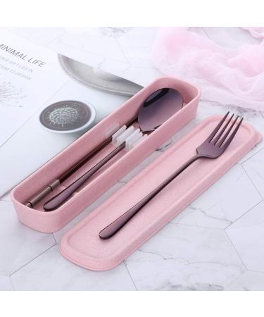 Stainless Steel Fork Spoon Chopsticks Set with Durable Case - Purple | Ideal for Home, Camping, Traveling, Hiking - Buy Online on GoSupps.com