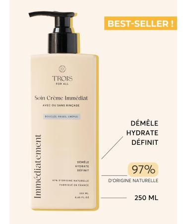 Trois For All - Immediate Cream Care - All-in-1 with and without rinsing - Detangles hydrates & defines - Buy Online on GoSupps.com