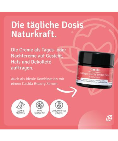 Casida - Collagen Peptide Filler Cream with Hyaluronic Acid - moisturizer with anti-aging peptide Hyaluronic Acid Syn-Ake and Hookah Extract - drugstore quality - 50ml - Buy Online on GoSupps.com