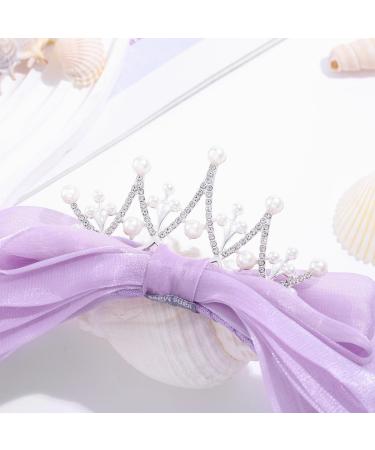 IYOU Crystal Princess Headband Purple Bow Hair Bands Pearl Crown Headwear Birthday Cosplay Party Hair Accessories for Girls - Buy Online on GoSupps.com