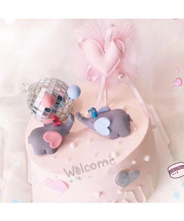 YeahiBaby Beautiful Resin Elephant Balloon and Heart Cake Topper or Small Dessert Decoration for Wedding Party Tables (Sky Blue) - Buy Online on GoSupps.com
