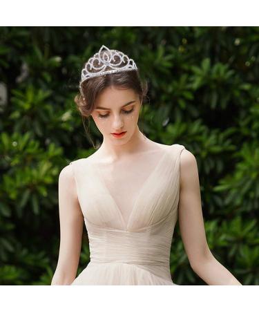 Didder Silver Crystal Tiara for Girls & Women - Rhinestone Princess Crown Headband for Bridal, Wedding, Birthday Party - Style B - Buy Online on GoSupps.com
