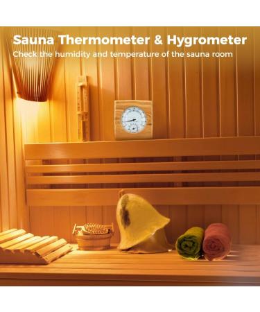 YOFAPA 2-in-1 Wooden Sauna Hygrothermograph | Accurate Indoor Humidity & Temperature Measurement | Sauna Thermometer & Hygrometer - Buy Online on GoSupps.com