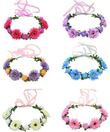 amangul Flower Headbands Women Bride Flower Crown For Wedding Party Supply Floral Garlands Crown Hair Wreath Floral Headbands(Milky White) - Buy Online on GoSupps.com