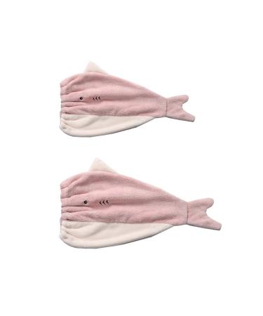 Microfiber towel for mother and daughter pink fish hair towel quickly drying cute soft hair turban absorbent 2 pieces