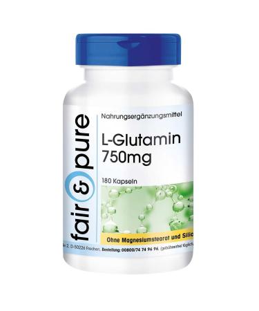 Fair & Pure - L-Glutamine capsules 750mg - amino acid in free form - vegan - 180 capsules
