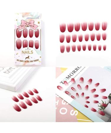 Sethexy Ballerina False Fingernails - Pink Glossy Ombre Acrylic Press-On Nail Tips (24pcs) | Geometric Nail Art for Perfect Manicure - Buy Online on GoSupps.com