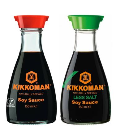 Soy Sauce Bundle with Original Kikkoman Salt Soy Sauce 150ml with Low Salt Soy Sauce 150ml (2 Pack)