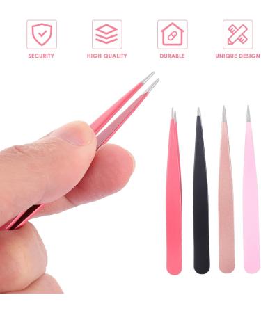 12 PC Colored Eyebrow Clip & Eyelash Tweezers Set - Sharp Pointed Tools for Extensions | Miss Steel 9.5x1.5cm - Buy Online on GoSupps.com