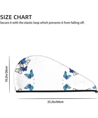 Blue Flying Butterflies Microfiber Hair Towel - Soft Super Absorbent Wrap for Women | Coral Velvet Quick Dry Cap for Long Curly and Thick Hair - Buy Online on GoSupps.com