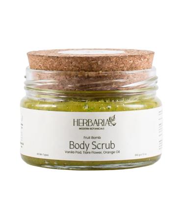 Body Scrub - FRUIT BOMB (200g) | Exfoliating Sugar Scrub | 100% Sustainable - 100% Vegan Cruelty Free Loaded with Panifolia Fruit Shea Butter Avocado Oil Safflower Seed Oil Almond Oil