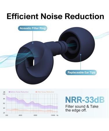 Midnight Blue Ear Plugs - 33dB Noise Reduction for Sleep Swimming & Work | Comfortable Reusable Silicone Earplugs with 8 Ear Tips for Maximum Hearing Protection - Buy Online on GoSupps.com