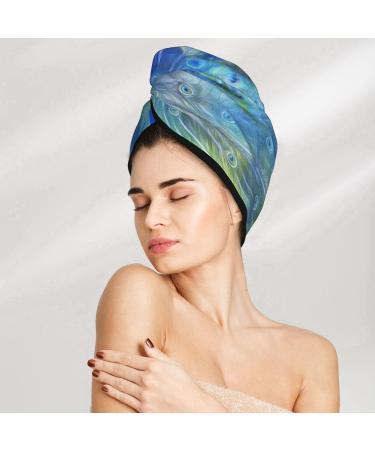 Peacock Microfiber Hair Towel | Super Absorbent Wrap for Women | Quick Dry Coral Velvet Cap for Long Curly & Thick Hair - Buy Online on GoSupps.com