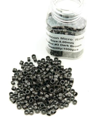 KOCONI 1000Pcs 5.0mm Silicone Lined Micro Rings for Pre Bonded Hair Extensions - #3 Dark Brown - Buy Online on GoSupps.com