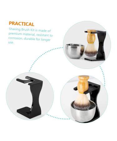 4-Piece Men's Grooming Kit - Portable Shaving Set with Cream Brush & Wood Shaving Cup - Buy Online on GoSupps.com