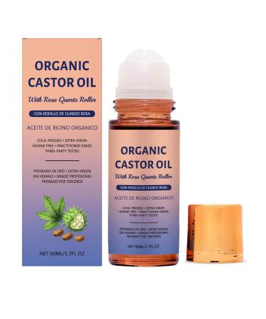 Huile de ricin bio avec roll-on en quartz rose Roll-on l'huile de ricin dor e hydrate la peau en profondeur soulage la s cheresse et illumine le teint 50 ml