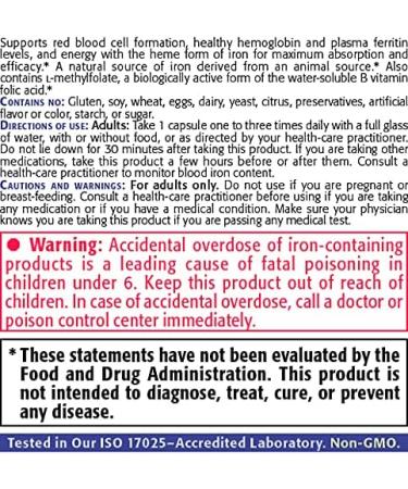 Gentle Iron Supplement for Women & Teens | Monash Low FODMAP | Methylated B-12 & Folate | Raise Hemoglobin & Ferritin | 30 Gelatin Capsules - Buy Online on GoSupps.com