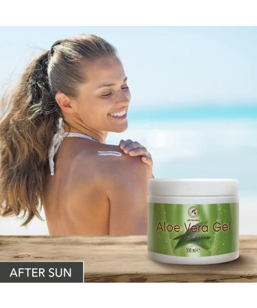 Aloe Vera Gel 500ml - Moisturizing Soothing Skin Gel for Face Hair & Body - Cooling Aloe Gel for All Skin Types - Perfect for Dry Skin & Shaving - Buy Online on GoSupps.com